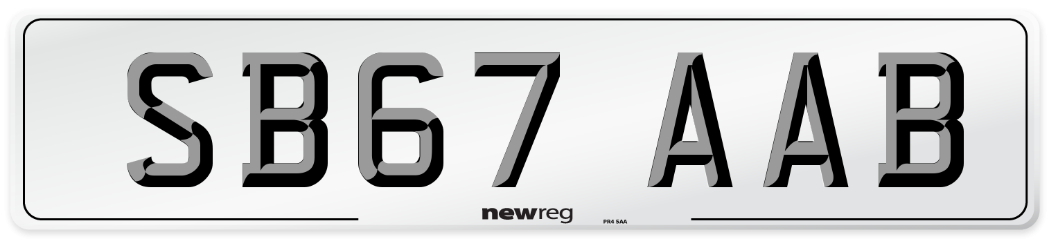 SB67 AAB Number Plate from New Reg